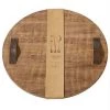 MUDPIE ROUND WOOD BOARD WITH LEATHER HANDLES SERVEWARE