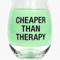 About Face Designs BAR & BEVERAGE CHEAPER THERAPY WINE GLASS