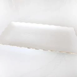 MARY SQUARE SCALLOPED GOLD RIM PLATTER SERVEWARE