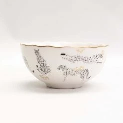 MARY SQUARE SERVEWARE CERAMIC CHEETAH BOWLS, SET OF 3