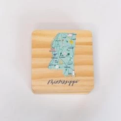 MARY SQUARE BAR & BEVERAGE MISSISSIPPI WOOD COASTERS