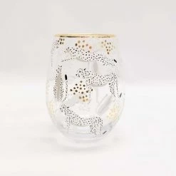 MARY SQUARE CHEETAH STEMLESS WINE GLASS