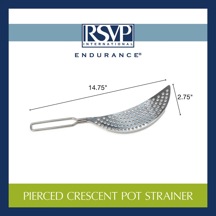 R.S.V.P. PIERCED CRESCENT POT STRAINER 4 R.S.V.P. PIERCED CRESCENT POT STRAINER