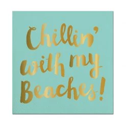 SLANT CHILLIN' WITH BEACHES BEVERAGE NAPKINS