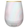 SLANT BAR & BEVERAGE IRIDESCENT BEVELED STEMLESS WINE GLASS