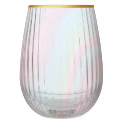 SLANT BAR & BEVERAGE IRIDESCENT BEVELED STEMLESS WINE GLASS