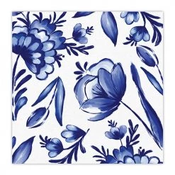 SLANT BLUE FLORAL BEVERAGE NAPKINS PAPER PRODUCTS