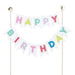 SLANT HAPPY BIRTHDAY GARLAND CAKE TOPPER