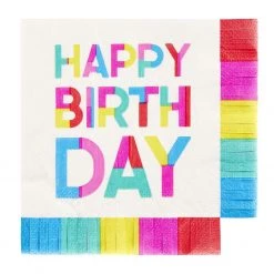 SLANT PAPER PRODUCTS FRINGE BIRTHDAY BEVERAGE NAPKINS