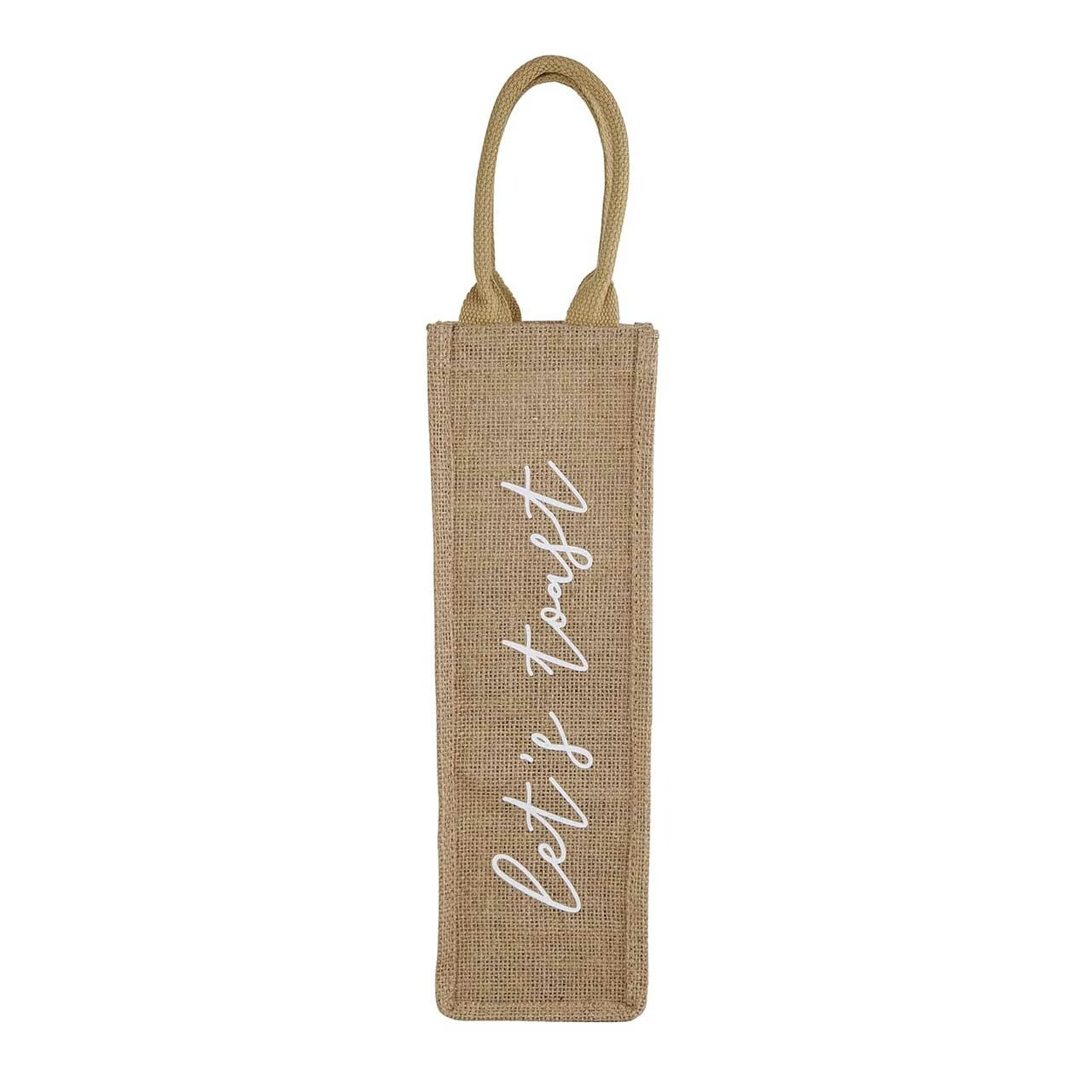 SLANT LET'S TOAST BURLAP WINE BAG BAR & BEVERAGE 1 SLANT LET'S TOAST BURLAP WINE BAG BAR & BEVERAGE