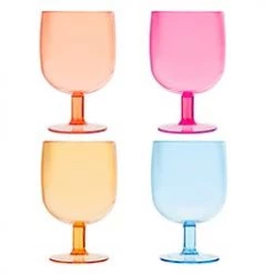 SLANT ACRYLIC WINE GLASSES, MULTI-COLOR BAR & BEVERAGE