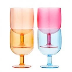 SLANT ACRYLIC WINE GLASSES, MULTI-COLOR BAR & BEVERAGE