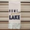 THE ROYAL STANDARD LINENS HOME SWEET LAKE RUFFLE HAND TOWEL, WHITE/ROYAL