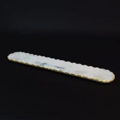 INDIA HANDICRAFTS GOLD MARBLE LONG OVAL TRAY