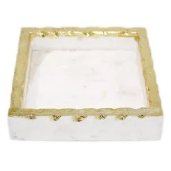 INDIA HANDICRAFTS GOLD MARBLE COCKTAIL NAPKIN HOLDER SERVEWARE