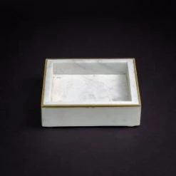 INDIA HANDICRAFTS SERVEWARE SQUARE MARBLE NAPKIN HOLDER, 5.25"