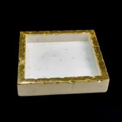 INDIA HANDICRAFTS SQUARE MARBLE NAPKIN HOLDER, 6.25"