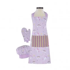 HANDSTAND KITCHEN RAINBOWS AND UNICORNS DELUXE CHILD APRON SET JUST FOR KIDS