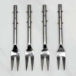 INDIA HANDICRAFTS GOLD DOT FORKS, SET OF 4