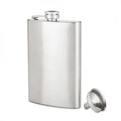 True Fabrications BAR & BEVERAGE 8oz STAINLESS STEEL FLASK, With FUNNEL