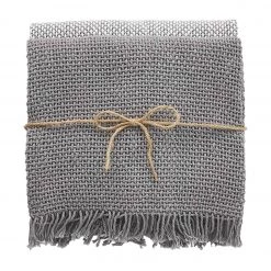MUDPIE LINENS WOVEN HAND TOWEL SET, GREY