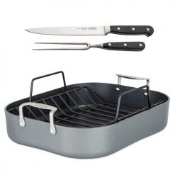 Clipper Corporation NON-STICK ROASTER WITH RACK & CARVING SET, HARD ANODIZED