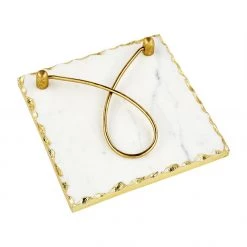 MUDPIE GOLD EDGE MARBLE NAPKIN HOLDER SERVEWARE