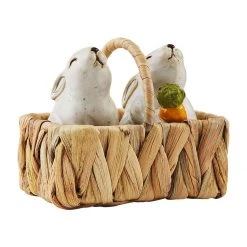 MUDPIE BUNNY SALT & PEPPER BASKET SET HOLIDAY