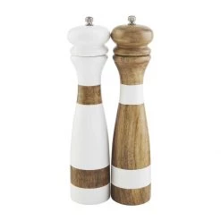 MUDPIE KITCHEN TOOLS WOOD STRAP SALT & PEPPER MILL SET