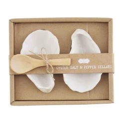 MUDPIE OYSTER SALT & PEPPER CELLAR SET SERVEWARE