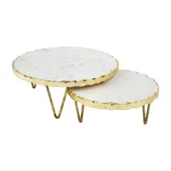 MUDPIE SERVEWARE GOLD EDGE MARBLE RISER, LARGE