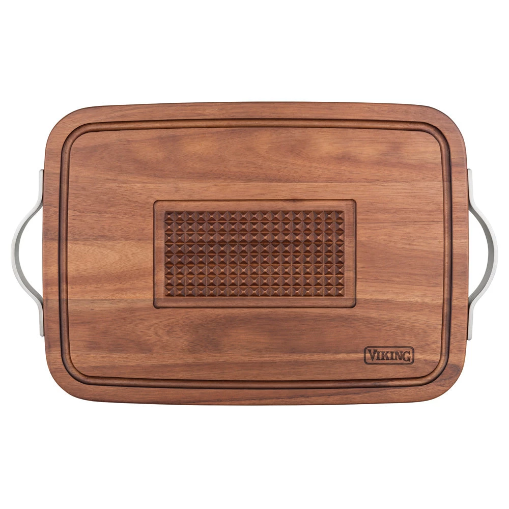 Clipper Corporation VIKING ACACIA CARVING BOARD WITH METAL HANDLES 1 Clipper Corporation VIKING ACACIA CARVING BOARD WITH METAL HANDLES