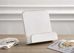 MUDPIE BEADED WOODEN COOKBOOK HOLDER, WHITE
