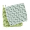MUDPIE GREEN/BLUE PASTEL CROCHET POT HOLDER SET LINENS