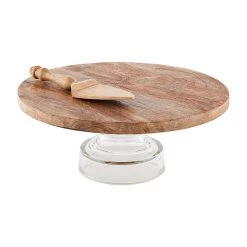 MUDPIE WOOD & GLASS PEDESTAL CAKE STAND