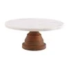MUDPIE MARBLE WOOD PEDESTAL CAKE STAND SERVEWARE