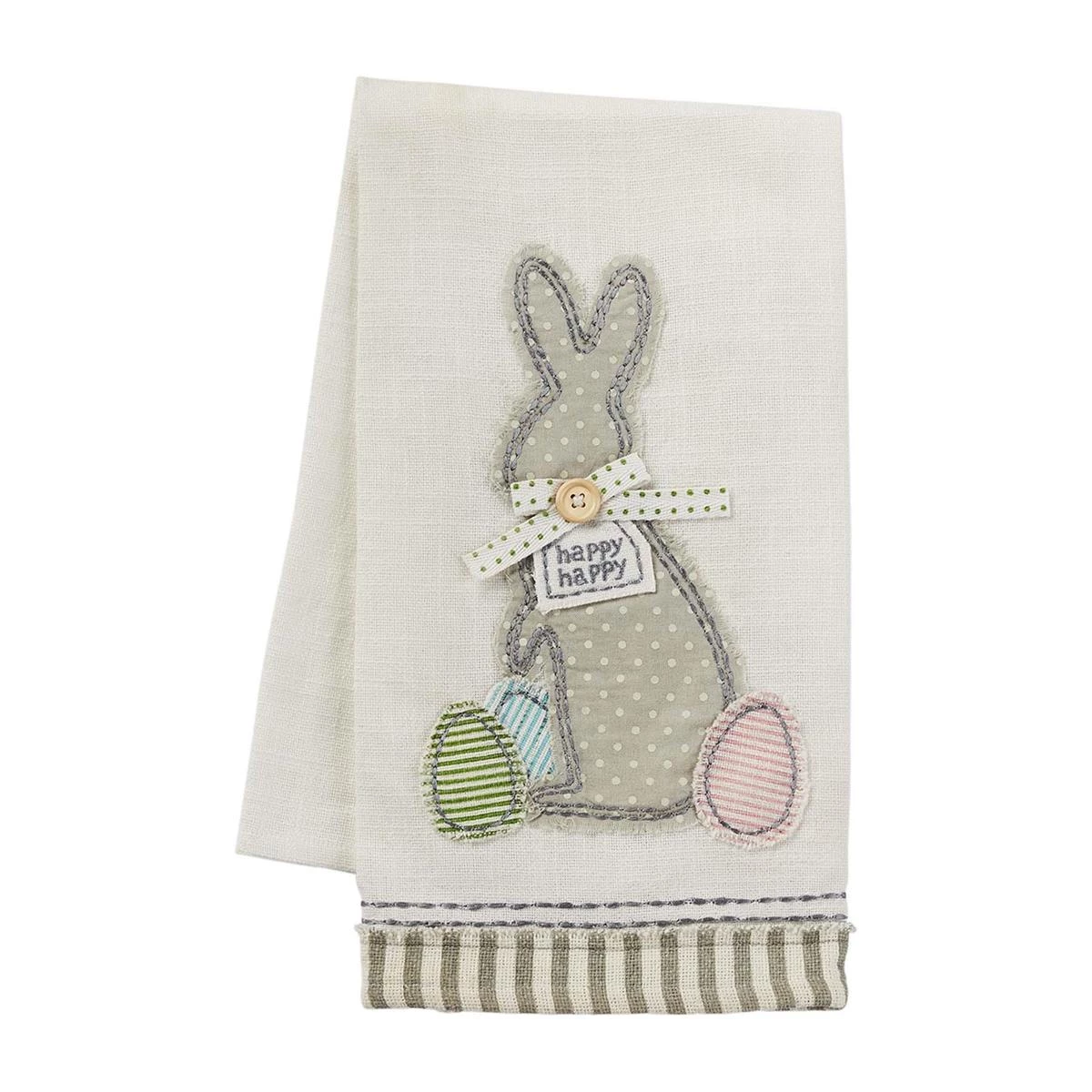 MUDPIE HAPPY BUNNY APPLIQUE TOWEL 1 MUDPIE HAPPY BUNNY APPLIQUE TOWEL