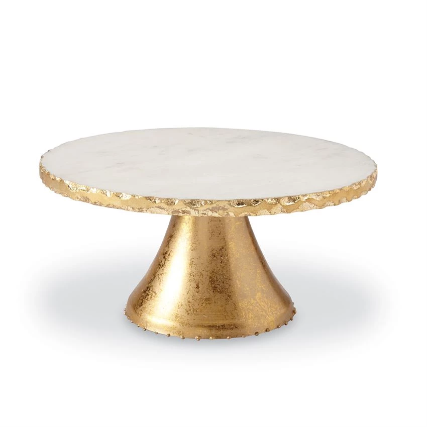 MUDPIE SERVEWARE GOLD FOIL MARBLE PEDESTAL 1 MUDPIE SERVEWARE GOLD FOIL MARBLE PEDESTAL