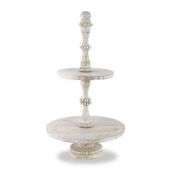 MUDPIE BEADED WOOD TIERED SERVER