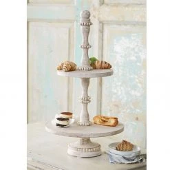 MUDPIE BEADED WOOD TIERED SERVER
