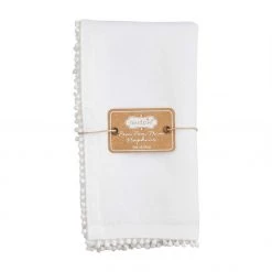 MUDPIE LINENS WHITE COTTON POM NAPKINS