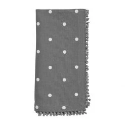 MUDPIE GRAY DOT COTTON POM NAPKINS LINENS
