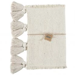MUDPIE OFF WHITE PONCHAA TABLE RUNNER LINENS