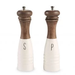 MUDPIE KITCHEN TOOLS WOOD ENAMEL SALT & PEPPER MILL SET