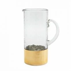 MUDPIE GOLD HAMMERED GLASS PITCHER