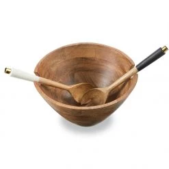 MUDPIE WOOD BOWL W SERVERS