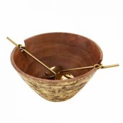 MUDPIE GOLD WOOD SERVING BOWL SET
