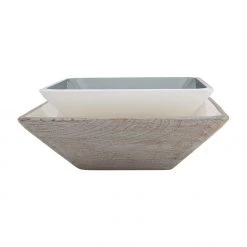 MUDPIE SQUARE GREY ENAMEL BOWL SERVEWARE