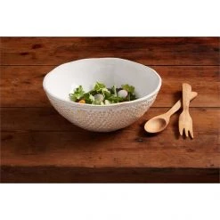 MUDPIE SERVEWARE BASKETWEAVE WHITE BOWL SET