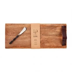 MUDPIE LEATHER HANDLE BOARD SET, RECTANGLE SERVEWARE
